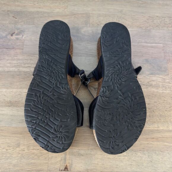 Abeo Womens Sandals Size 9 Black Leather Slides Adjustable Straps Studs 9733 - Picture 6 of 7